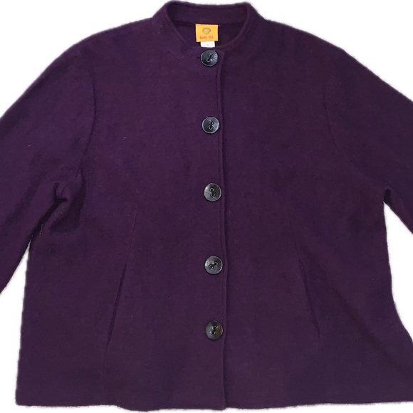 Ruby Rd. Purple Pea Coat with Relaxed Fit and High Collar - Picture 1 of 5